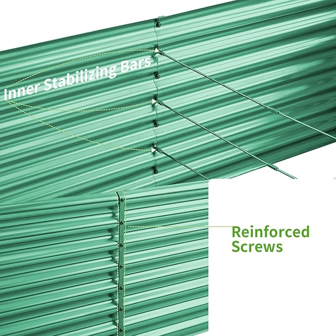 Land Guard 8×4×2 ft Galvanized Raised Garden Bed Kit, Galvanized Planter Raised Garden Boxes Outdoor, Oval Large Metal Raised Garden Beds for Vegetables(Green)…