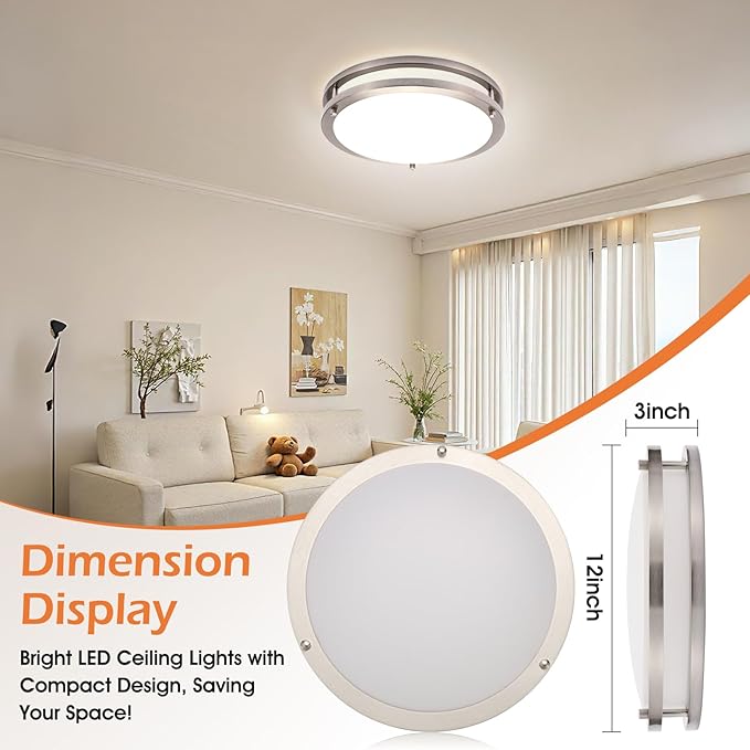 Drosbey 36W Dimmable LED Ceiling Light Fixture, Flush Mount Ceiling Lights