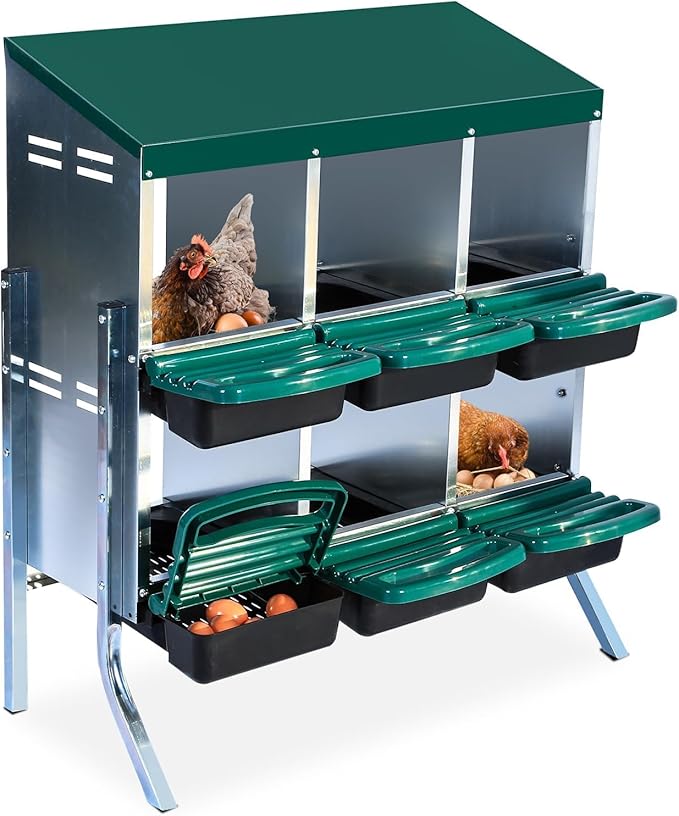 Red 6/8/10-Hole Wall-Mount Chicken Nesting Box with Legs & Roll-Away Design – Easy Egg Collection, Pull-Out Cleaning, Durable Roosting Box for All Chicken Breeds