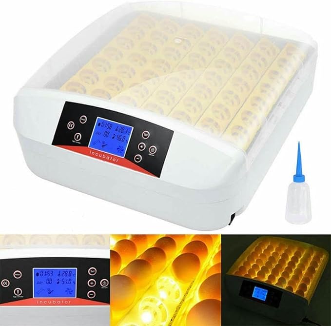 56 Egg Incubator Automatic Turning Digital Poultry Hatcher Temperature Humidity Control Built-in LED Egg Candler, for Chicken Duck Goose