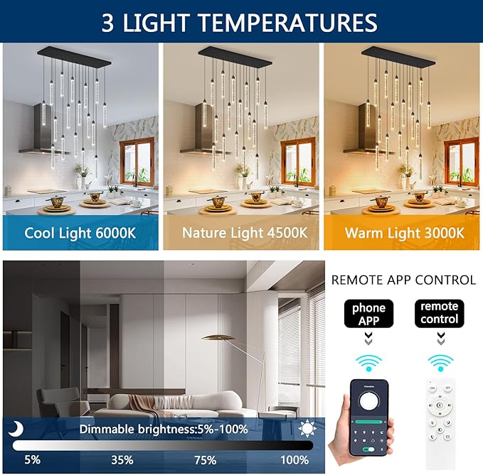 Rectangular Chandeliers 17-Lights Long Light
