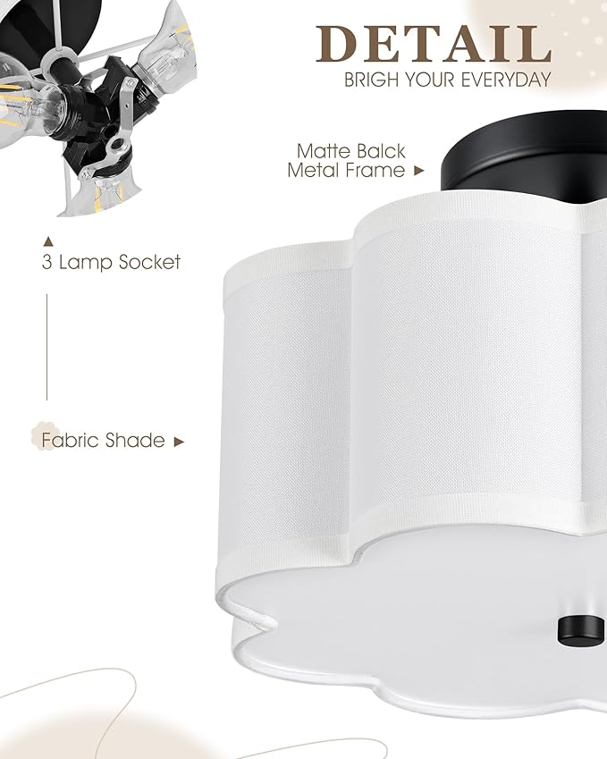 Semi Flush Mount Ceiling Lights, 3-Light 13" Ceiling Light Fixtures