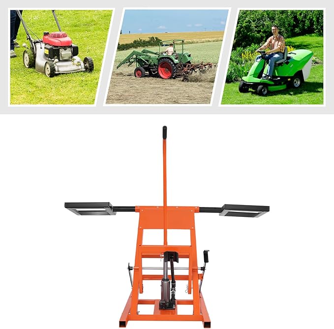 Lawn Mower Lift, 500Lbs Lawn Mower Lift Carbon Steel Hydraulic Lift Jack Lawnmower Lift Tool Adjustable Lawnmower Lifts w/Hydraulic Foot Pedal for Garden Tractors All-Terrain Maintenance and Repair