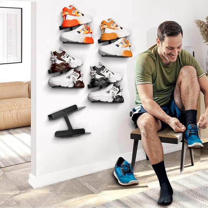 2 Pcs Floating Shoe Display Shelves, H-Type Sturdy Levitating Wall Shelf