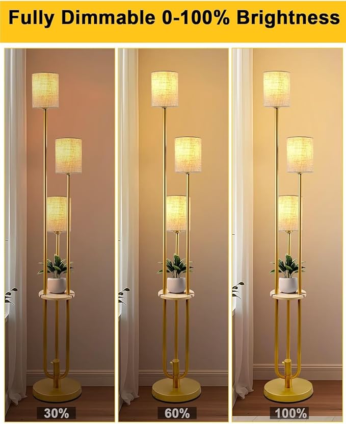 Gold Floor Lamp Dimmable 64IN Tall Standing Lamps