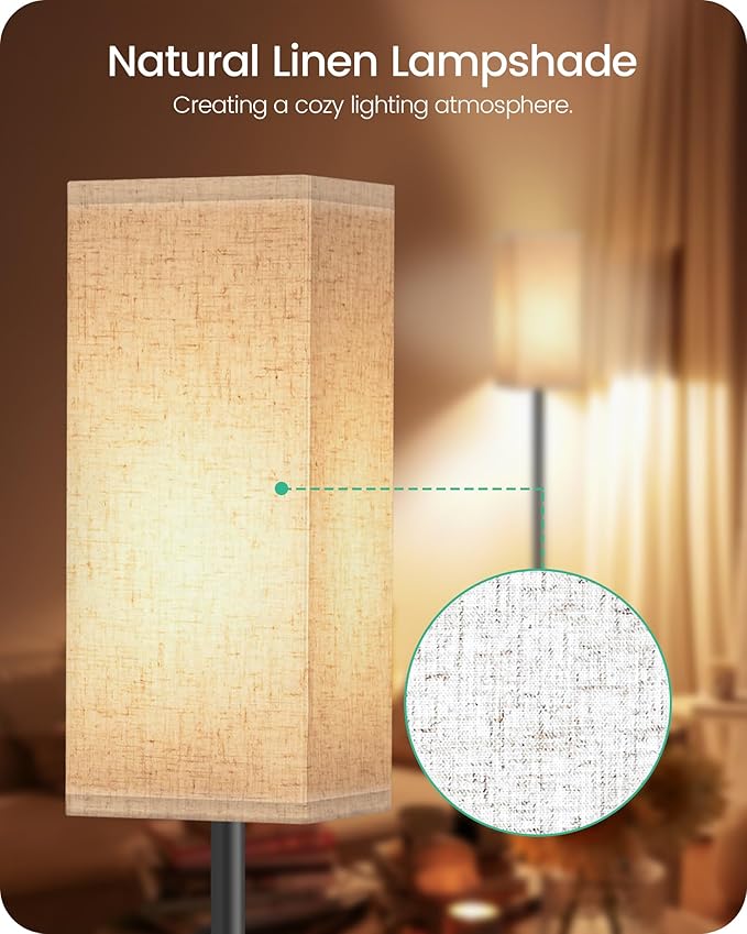 64.6" Floor Lamp, Pole with Foot Switch, Modern Standing Lamp Lampshade