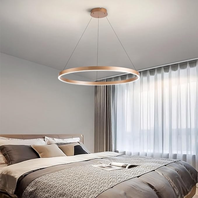 MADEM Room Decor Modern LED Chandelier 1-Ring Circular Dimmable Pendant Light