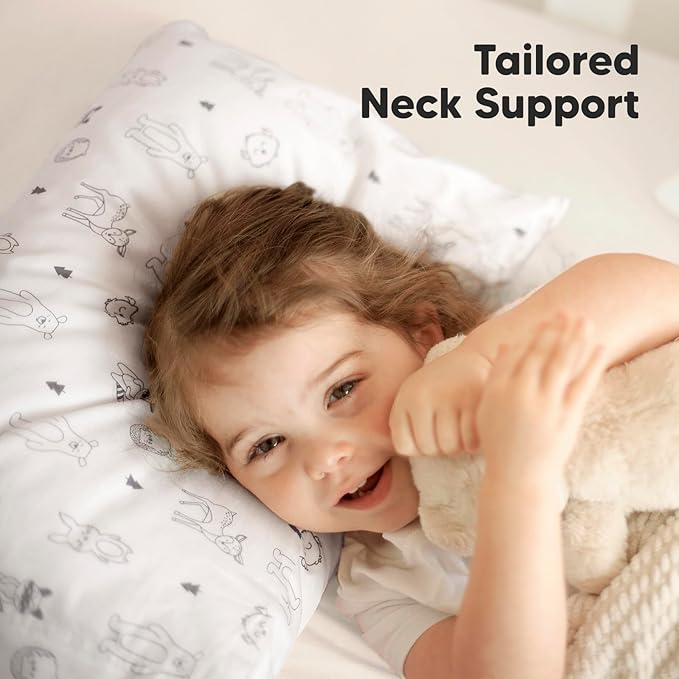 KeaBabies Toddler Pillow with Pillowcase, Jumbo 14X20 - Soft Organic Cotton Toddler Pillows for Sleeping - Machine Washable - Perfect for Travel, Toddler Bed Set (KeaFriends)