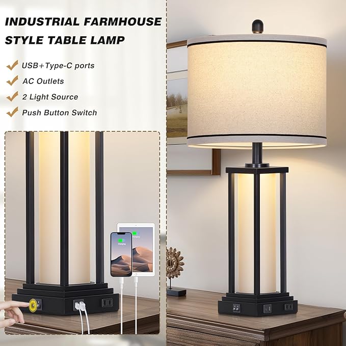 27in Tall Farmhouse Table Lamp