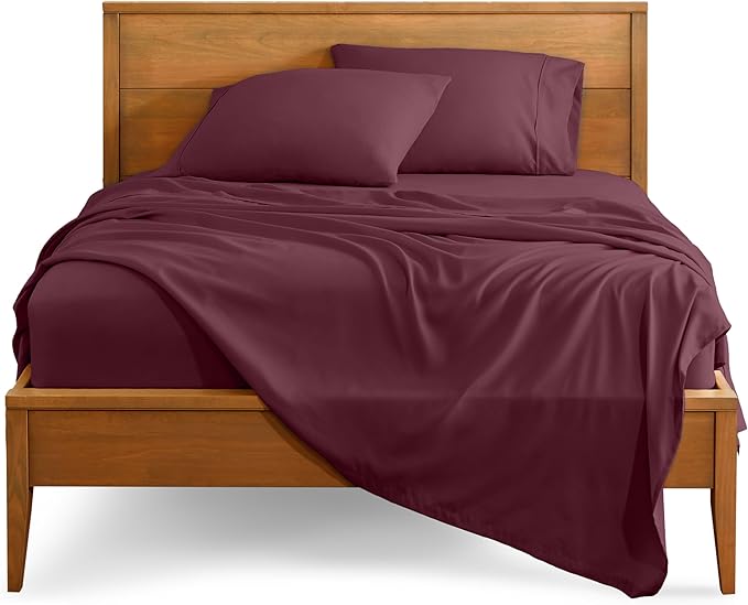 Bare Home Twin XL Sheet Set - College Dorm Size - Luxury 1800 Ultra-Soft Microfiber Twin Extra Long Bed Sheets - Deep Pockets - Easy Fit - Extra Soft - 3 Piece Set - Bed Sheets (Twin XL, Burgundy)