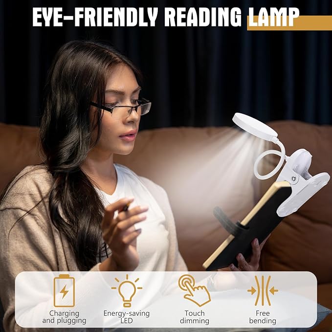 Retisee 12 Pcs Clip on Lamp Bulk LED Reading Light Book Lamp Clamp