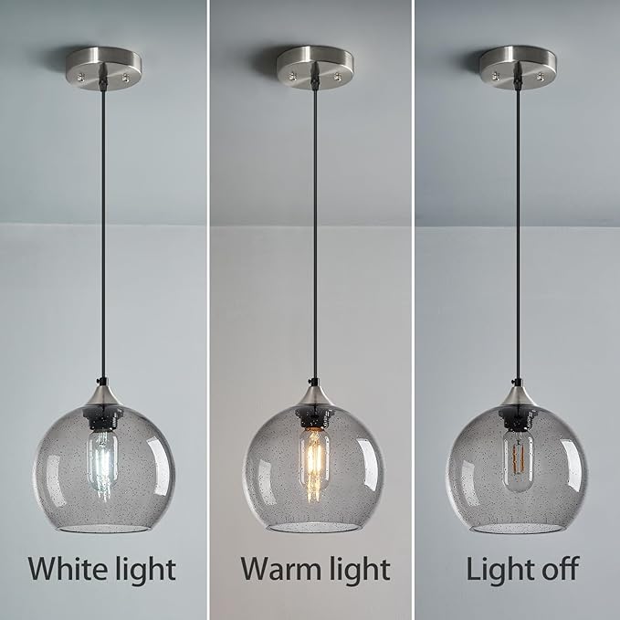 Light Grey Glass Pendant Lights Kitchen Island Lighting Globe Pendant Light
