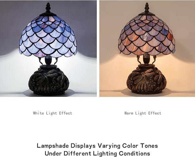 Tiffany Style Table Lamp, Gradient Stained Glass Wisteria Desk Lamp