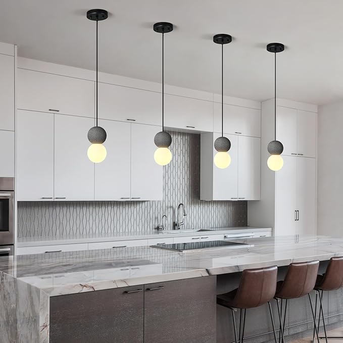Modern Black 1-Light Concrete Pendant Light Kitchen Island Ceiling Light
