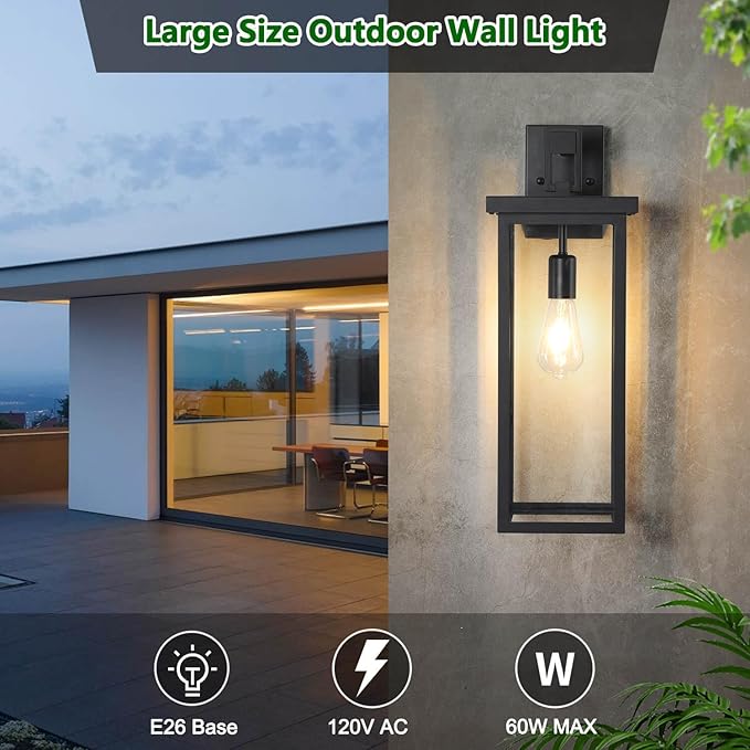 tewei 2 Pack Large Size Outdoor Wall Lantern Exterior Wall Light Fixture