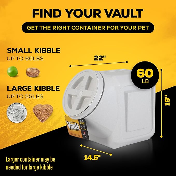 Gamma2 Vittles Vault Stackable Dog Food Storage Container with Sealing Lid, Up to 60 lbs Dry Pet Food Storage Container, USA-Made - [14.5" L x 19" H]
