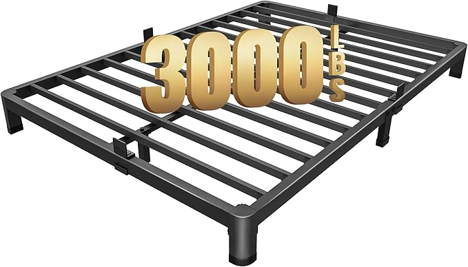 MAF 4 Inch Full Size Metal Platform Bed Frame with Round Corner Legs, 3000 LBS Heavy Duty Steel Slats Support, Noise Free, No Box Spring Needed, Easy Assembly