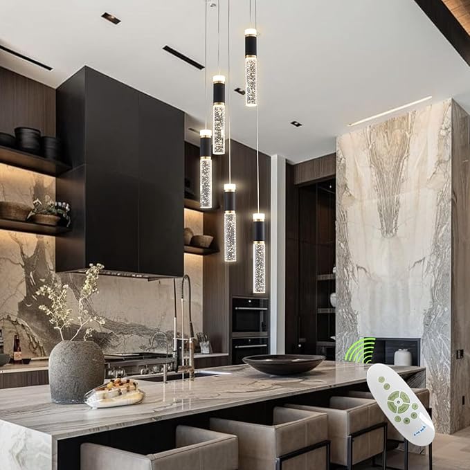 5-Light Modern LED Chandelier, Dimmable Hanging LED Pendant Light
