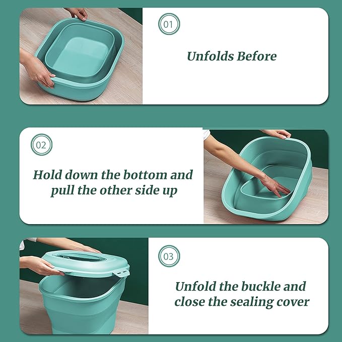 Cereal Rice Food Storage Containers, Collapsible 20 to 50 Lbs Dispenser Bin with Rolling Wheel Airtight Locking Lid, Dog Pet Cat Flour Sugar Plastic Leakproof Sealable Large Kitchen Pantry Holder