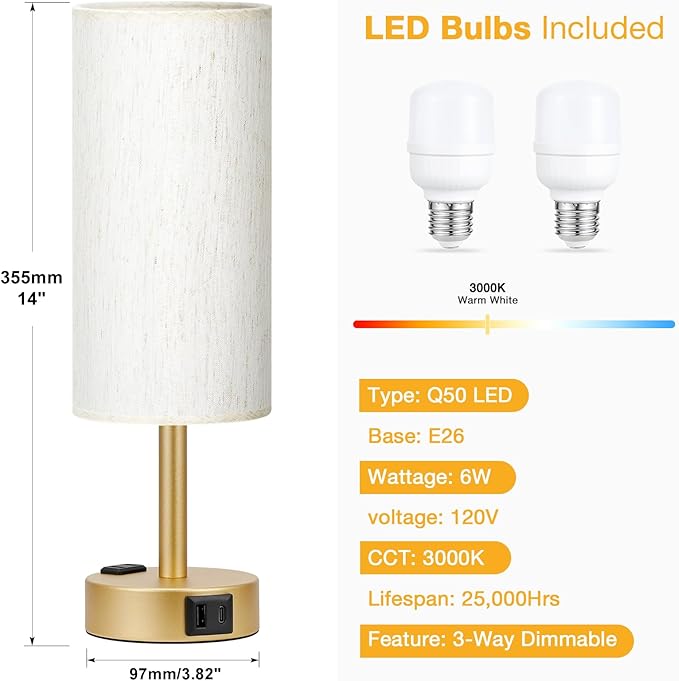 Gold Touch Table Lamps Set