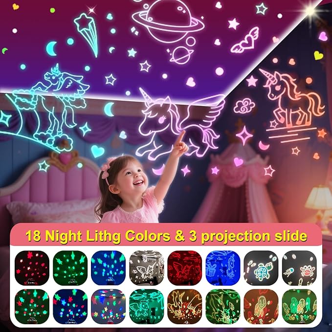 Unicorns Gifts for Girls Toys,Night Light for Kids,Remote Dimmable Timer Star Projector, 360° Slient Ocean Lights for Ceiling Projector,Christmas Birthday Gifts for Girls&Room Decor