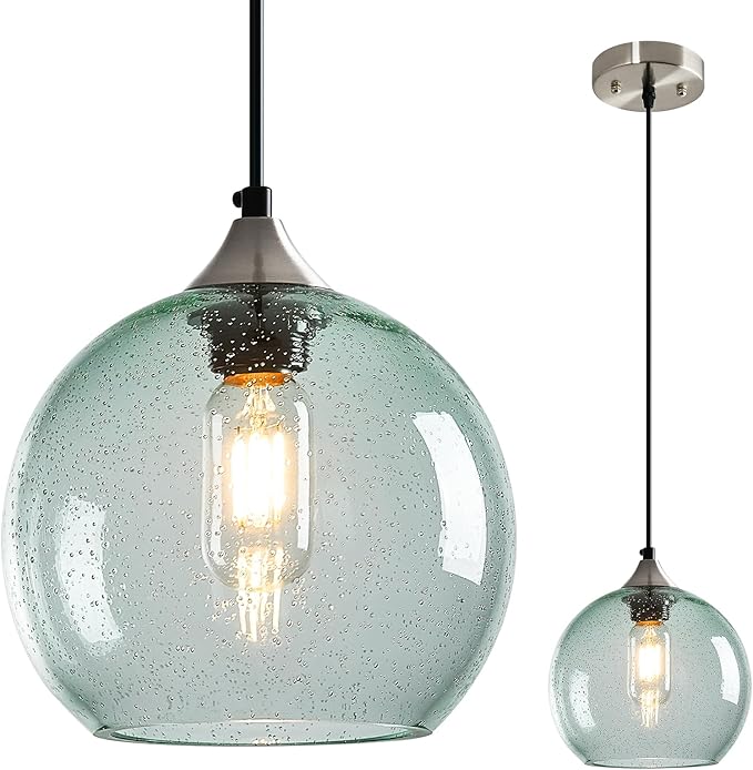 Light Green Glass Pendant Lights Kitchen Island Lighting Globe Pendant Light