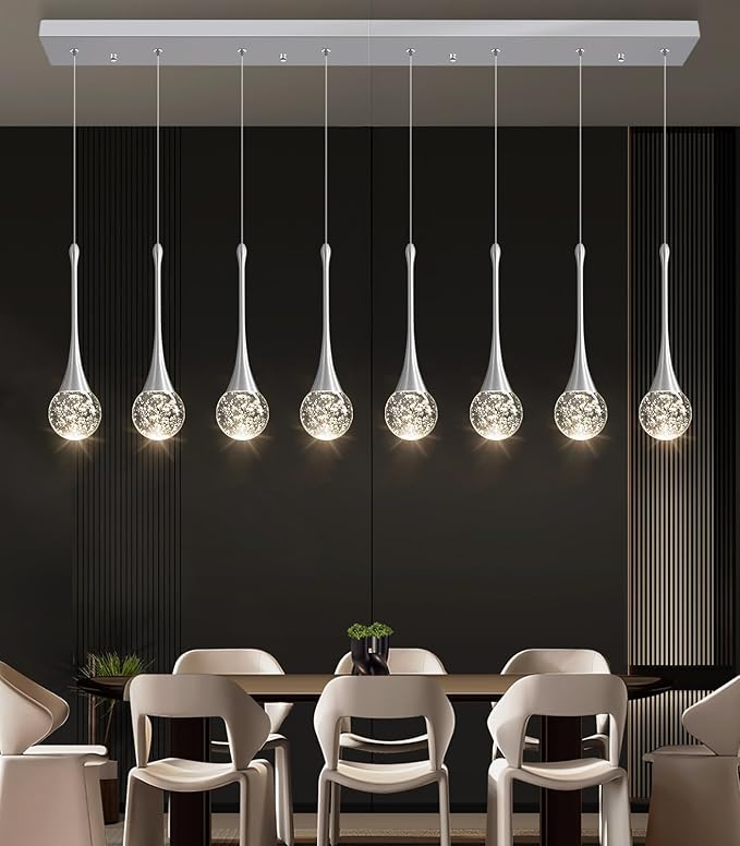 8 Light Modern Glam Crystal Rectangular Chandelier