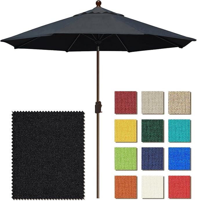 EliteShade USA 10-Year-Non-Fading 9Ft Market Umbrella Patio Umbrella Outdoor Table Umbrella with Ventilation, Black