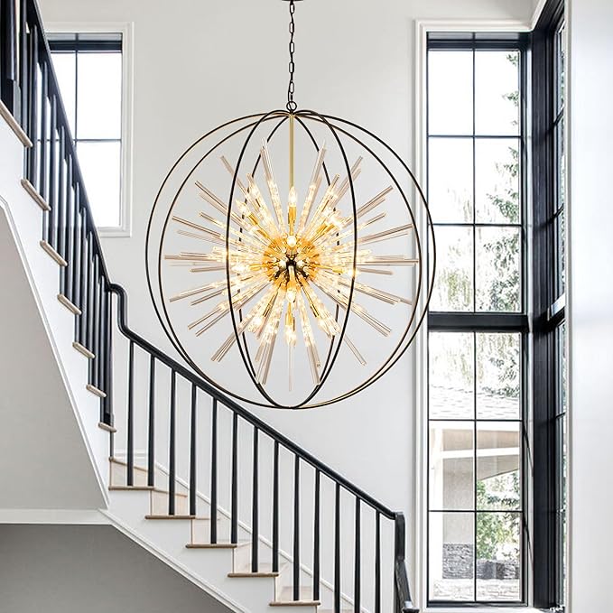 Vezzio D42 Extra Large Black and Gold Chandeliers