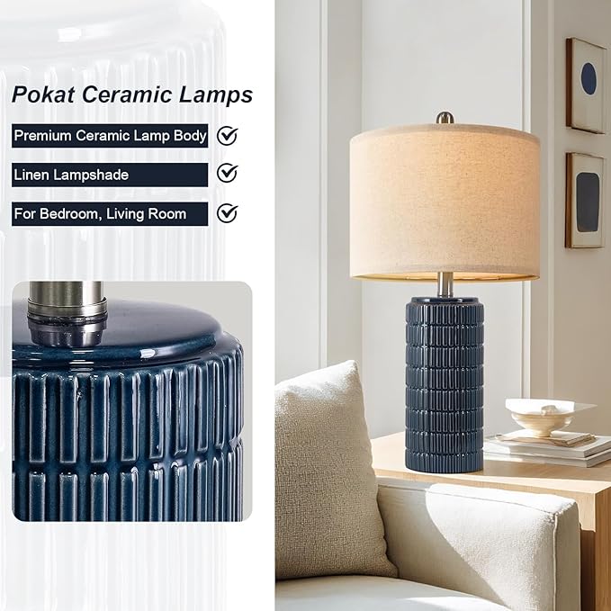PoKat 24" Modern Ceramic Table Lamps Set of 2