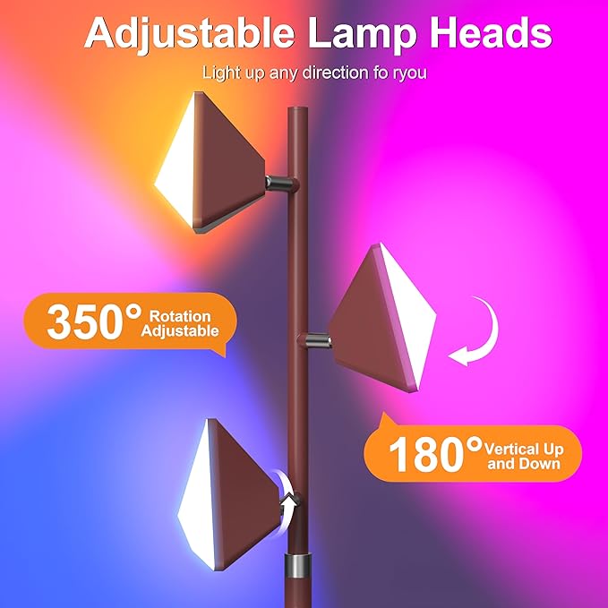RGB Tree Floor Lamp for Living Room, Stepless Dimmable Tall Standing Lamp