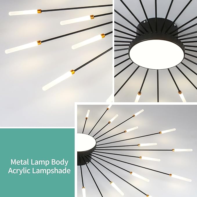 ziidoo Modern Ceiling Light, 30+1 Lights Metal Firework Designed Chic Led