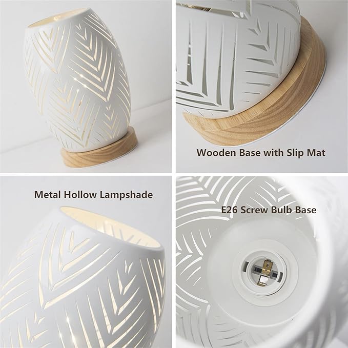 OuXean Modern Table Lamp, E26 60W Night Light Metal Hollow Table lamp