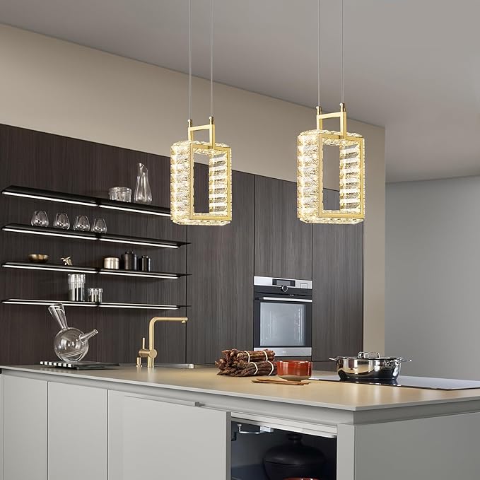 Kitchen Island Mini Light Fixture Modern Led Crystal Pendant Light Gold