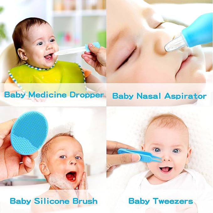 Baby Healthcare and Grooming Kit, Portable Baby Safety Care Set, Baby Essentials kit for Newborn (Blue 13 in 1)