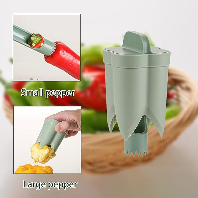 Pepper Seed Corer Remover - 2025 Upgraded 2-in-1 Bell Pepper Cutter & Deseeder: Effortlessly Streamline Your Kitchen Prep for Faster, More Efficient, & Hassle-Free Meal Prep (2, Beige)