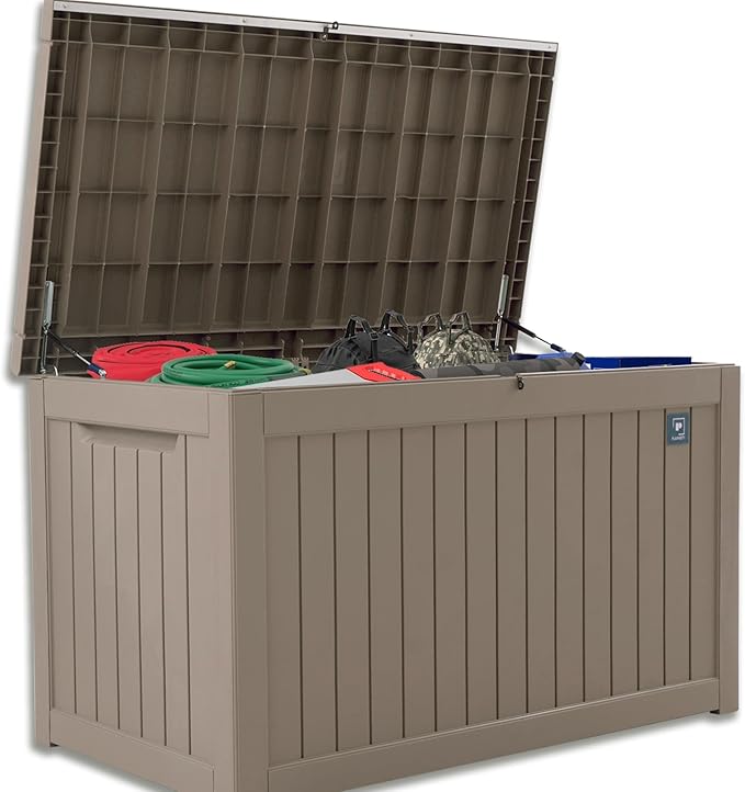 Heavy Duty Storage Box,Large Capacity Outdoor Storage Box is Made of Resin for Outdoor, Patio or Indoor Use.