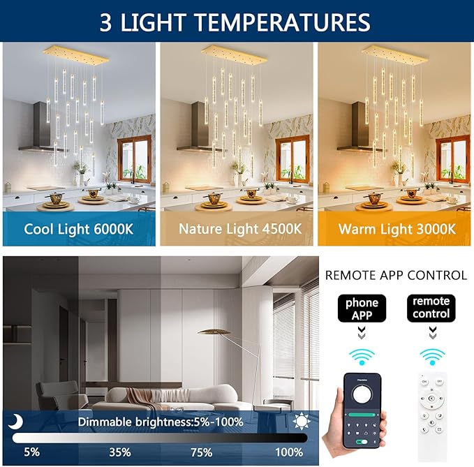 Rectangular Chandeliers 17-Lights Long Light