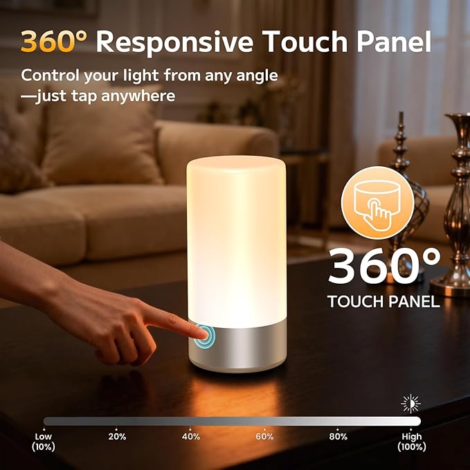 Table Lamp, Bedside Touch Control Lamp