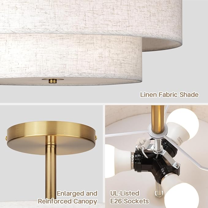 18 Inch Large Semi Flush Mount Ceiling Light Fixture