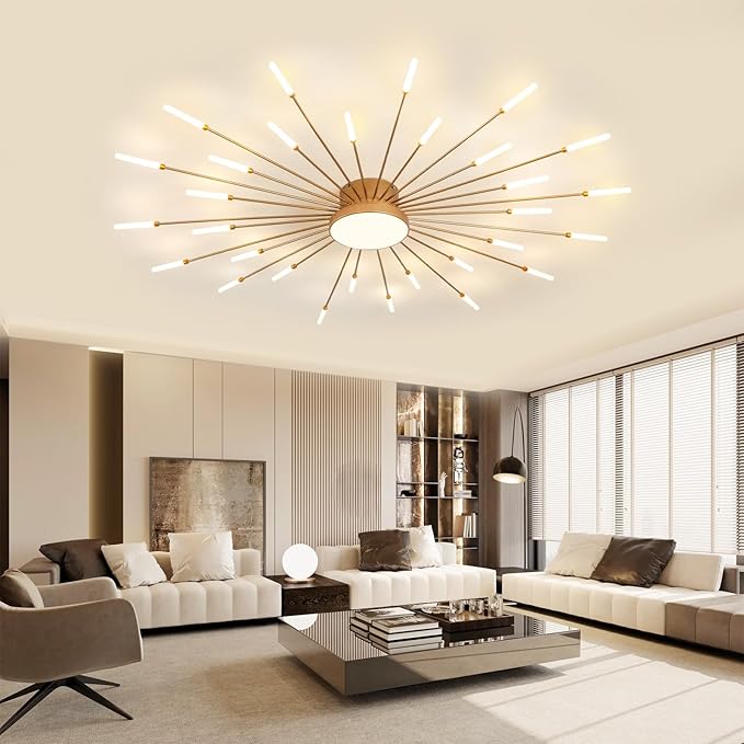 ziidoo Modern Ceiling Light, 30+1 Lights Metal Firework Designed Chic Led