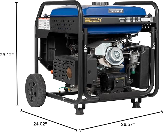 Westinghouse 10000 Peak Watt Portable Open Frame Inverter Generator, Remote Electric Start with Auto Choke, Transfer Switch Ready, Gas Powered, CO Sensor