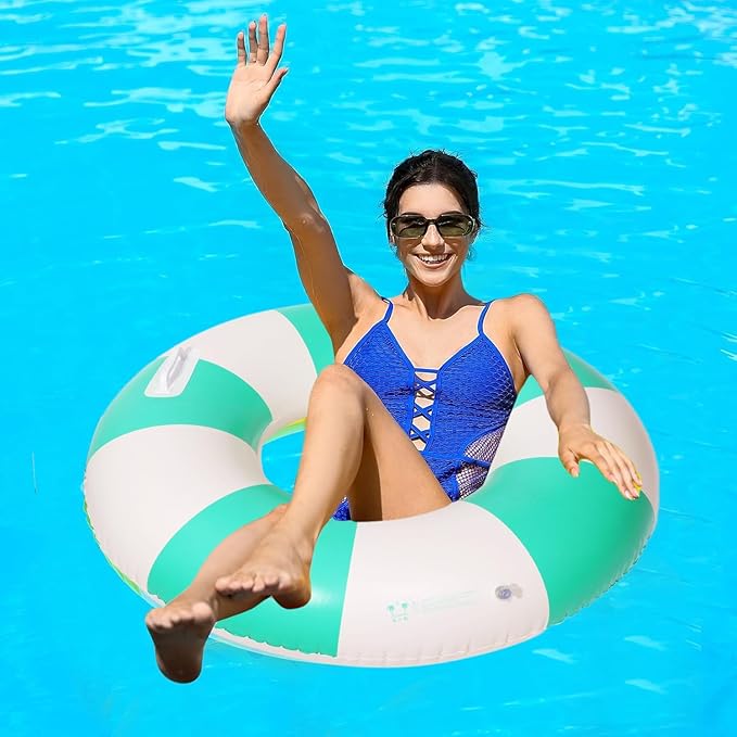 2PCS Large Swimming Pool Tubes Inflatable Pool Floats for Adult Swim Ring Floaties Inflatable Swimming Pool Raft Summer Beach Lounger Float Party Supplies