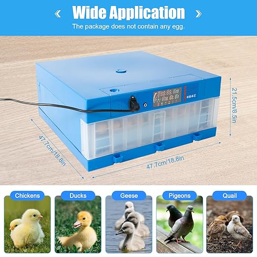 Egg Incubator, 64 Eggs Smart Hatcher Digital Incubator Household Mini Incubator Water Bed w/Fully Automatic Egg Turning and Humidity Controle for Chickens Ducks Goose Birds Dove Quail