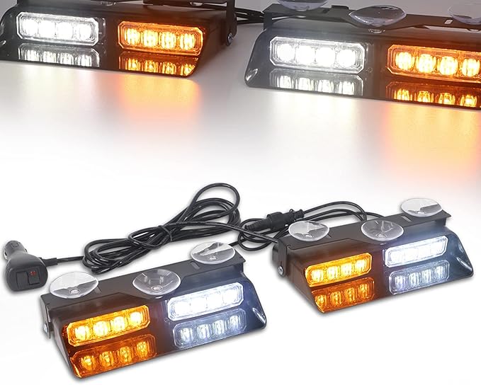 XRIDONSEN 2 in 1 Emergency Dash Strobe Lights Interior Windshield Lights Amber