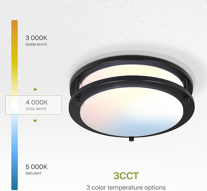 ASD LED 10" Round Flush Mount Lighting, Close to Ceiling Light Fixture | 3CCT