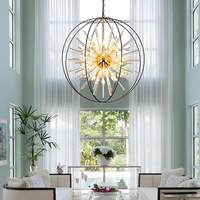 Vezzio D42 Extra Large Black and Gold Chandeliers
