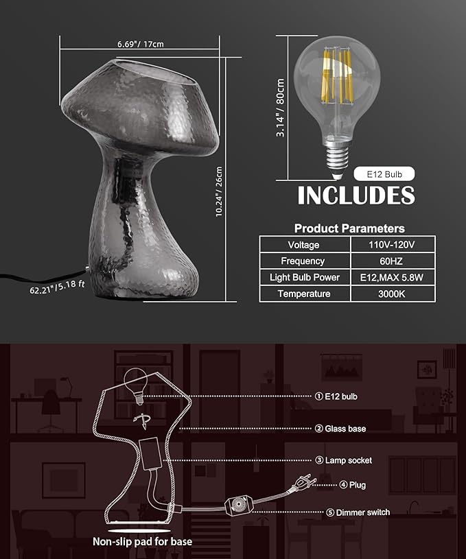 V06 Vintage Mushroom Table Lamp