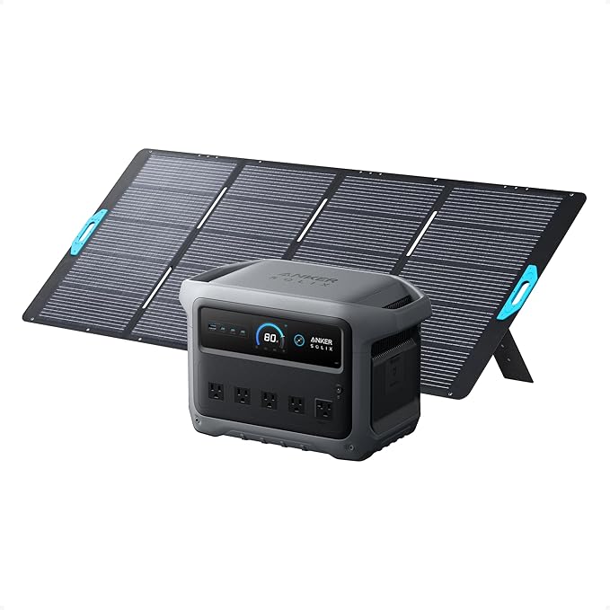 Anker SOLIX C1000 Gen 2 Portable Power Station with 400W Solar Panel, 2,000W (Peak 3,000W) Solar Generator, Full Charge in 49 Min, 1,024Wh LiFePO4 Battery for Home Backup, Power Outages, and Camping