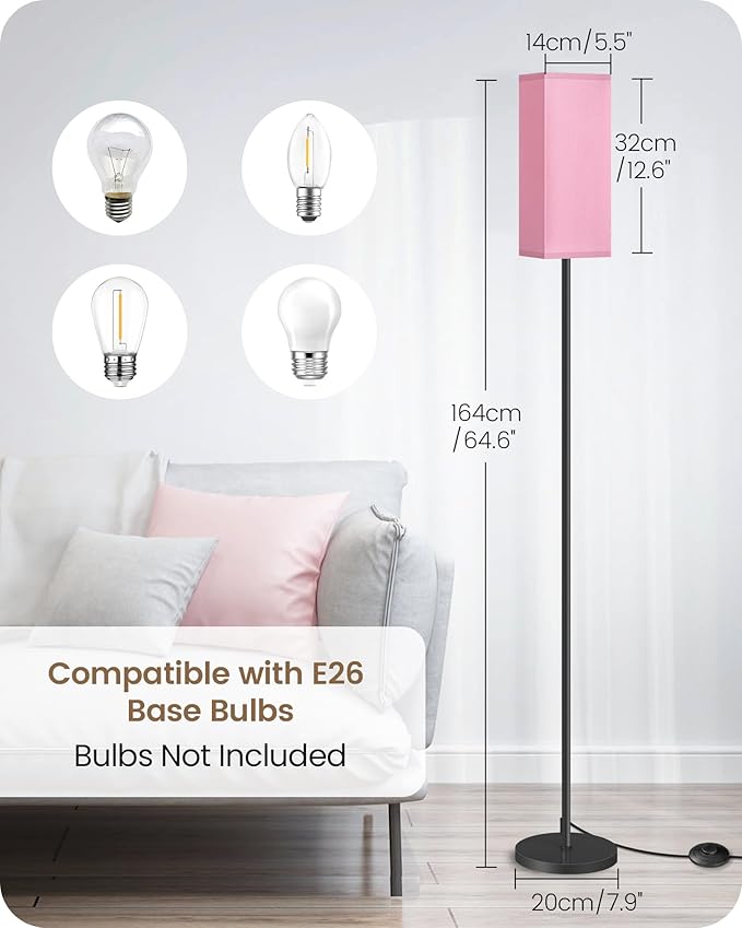Floor Lamp, Pole with Foot Switch, Modern Standing Lamp Shade, Minimalist